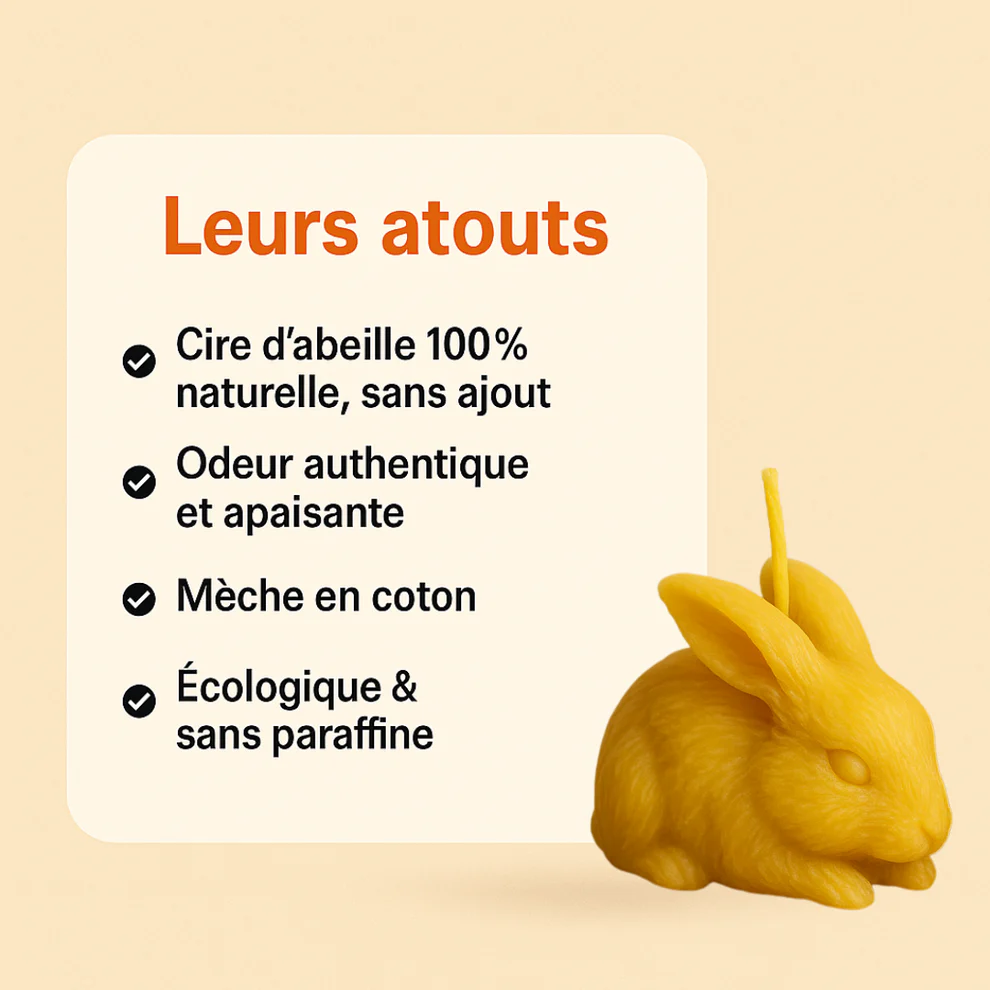 Bougie Thérapeutique Alvéole Lapin - Cire d'Abeille & Bois de Cèdre